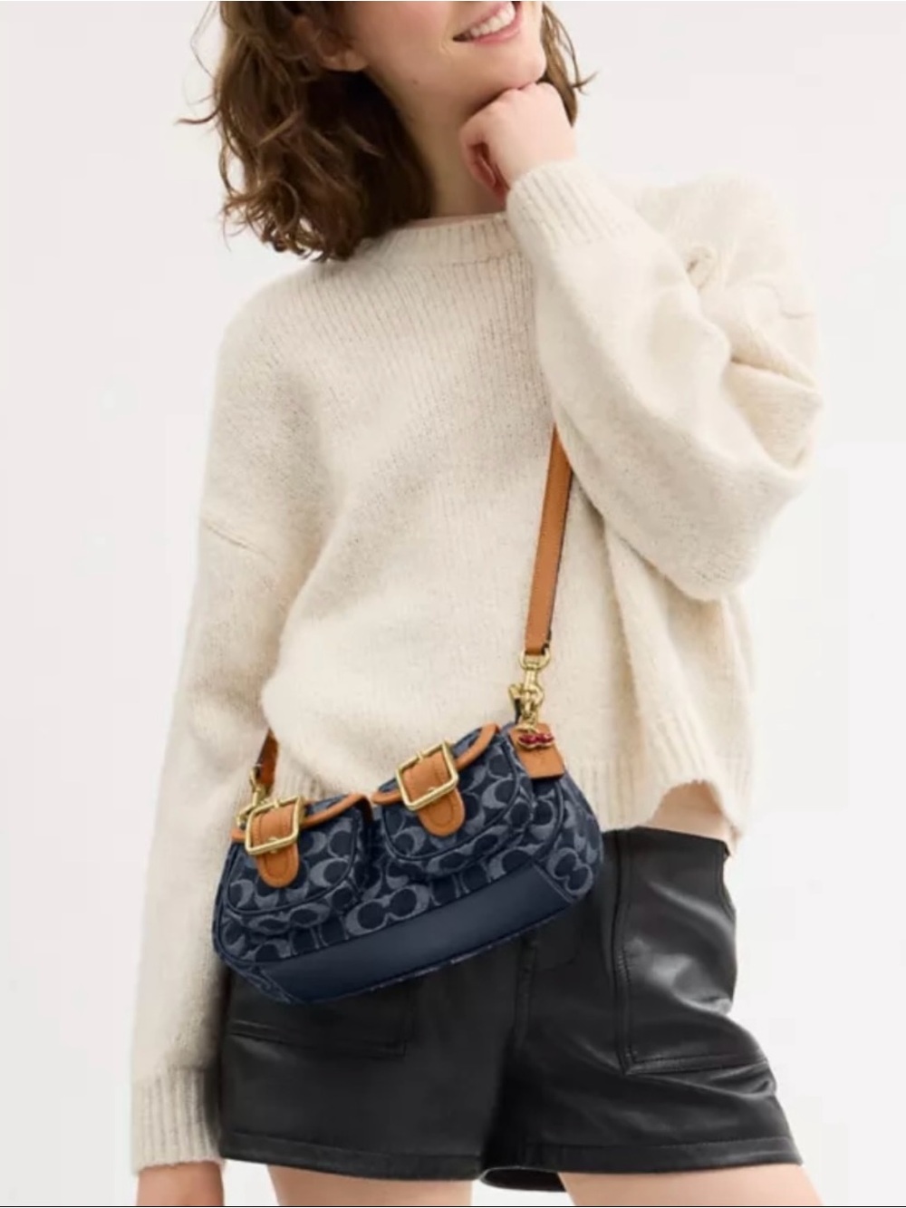 Coach Denim Ashton Crossbody with Tan Leather Trim - Picture 3 of 13